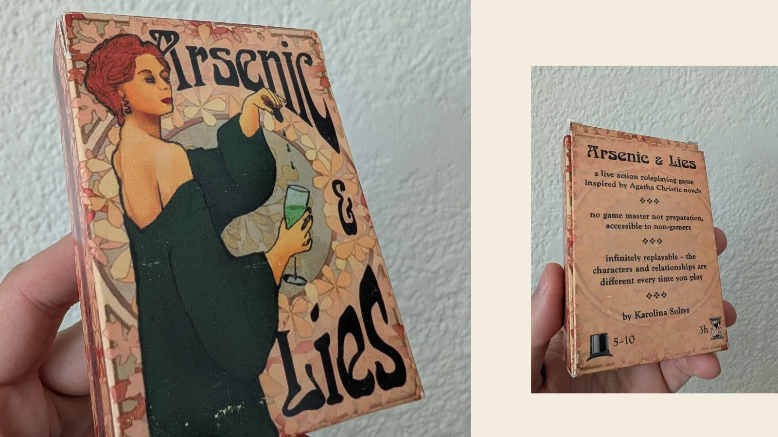 The front and back of the game, Arsenic and Lies.